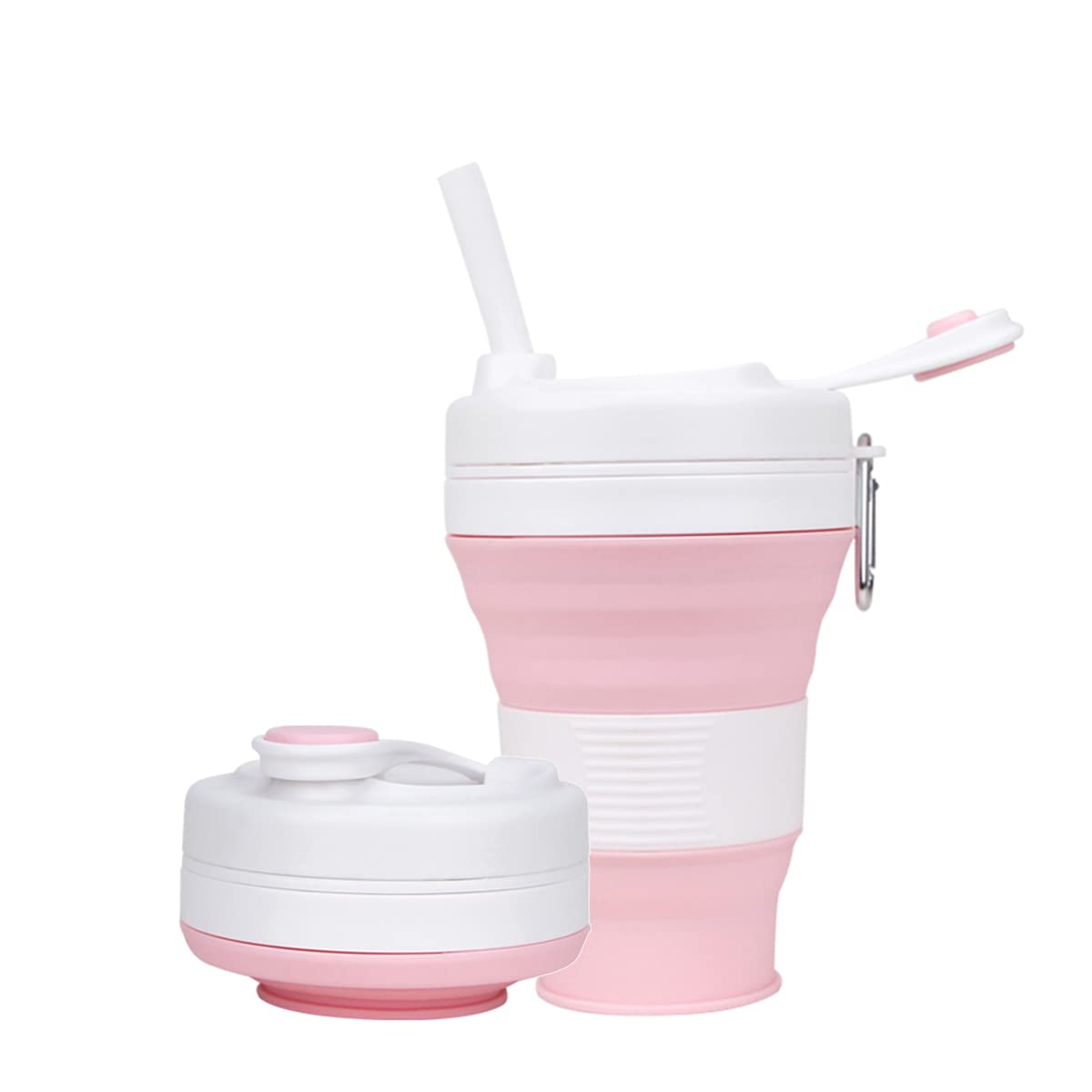 Cynrofven Silicone Coffee Cup With Straw Lid Collapsible Cups For Traveling 20Oz Lightweight Folding Water Mug For Picnic Hickin
