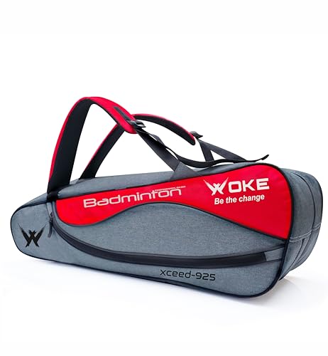Woke Exceed Badminton Kit Bag, Double Zipper, Spacious Badminton Equipment Bag, Adjustable Strap, Multiple Compartments (Exceed