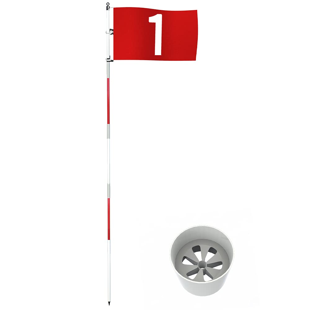 Thiodoon Golf Flagstick 6Ft Golf Flag And Cup For Yard Pro Detachable Golf Hole Cup And Flag For Driving Range Backyard Upgrade 