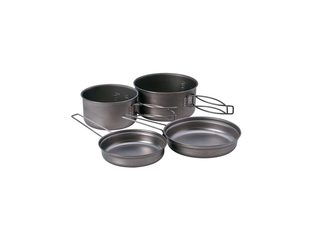 Snow Peak Titanium Multi Compact Cookset - Ultralight Camping Cookware Set With Pots & Frying Pans - Titanium Cookset For Outdoo