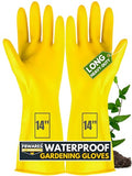 F8Wares 14 Inch Thick & Heavy Duty Latex Rubber Gardening Gloves  Long Hand Gloves For Garden Work  Handling Accessories Tools