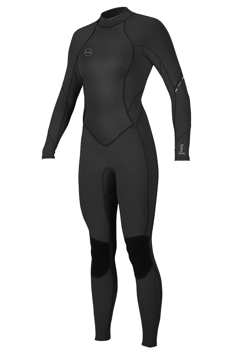 ONeill Wetsuits Womens Bahia 3/2mm Back Zip Full, Black/Black/Black, Size 10
