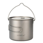 Comtai Titanium Camping Cookware 1100Ml/39 Oz Titanium Pot With Lid And Fotable Handle, Titanium Cook Pot Backpacking For Outdoo