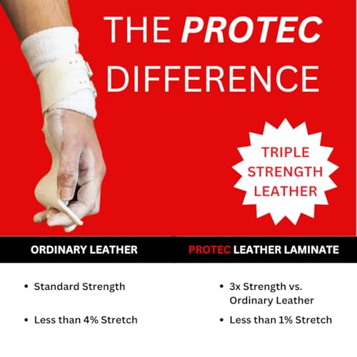 Reisport Mens Protec Hyper Buckle High Bar Grips, Small, Large, Gymnastic Grips, Triple Strength Leather With Kevlar, Less Stret