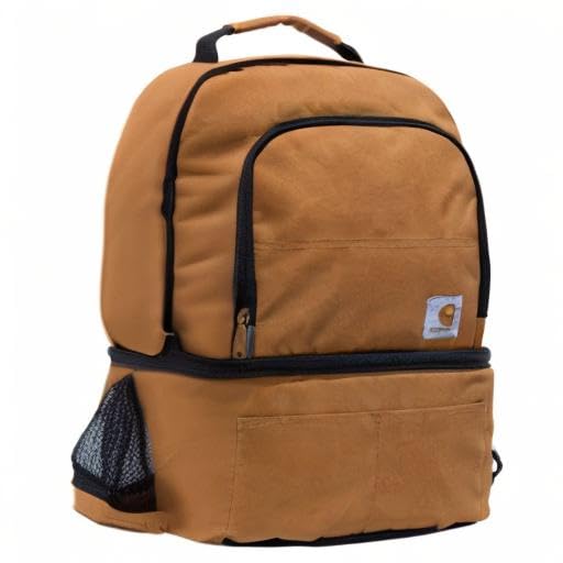 Carhartt Unisex Insulated Two Compartment 24-Can Cooler Backpack Brown One Size