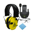 Walker'S Razor Shooting Muff (Don'T Tread On Me Yellow) Bundle With Tactical/Hunting Walkie Talkie Attachment, Sport Shooting Gl