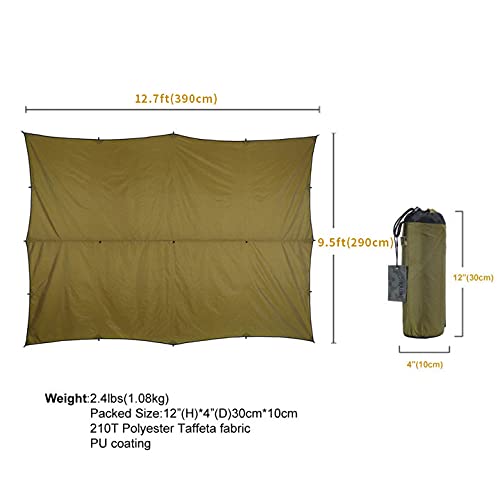 Onetigris Bulwark Camping Tarp, 100% Waterproof Bushcraft Shelter, Lightweight Hammock Rain Fly Portable Anti Uv Large 12.8Ft X