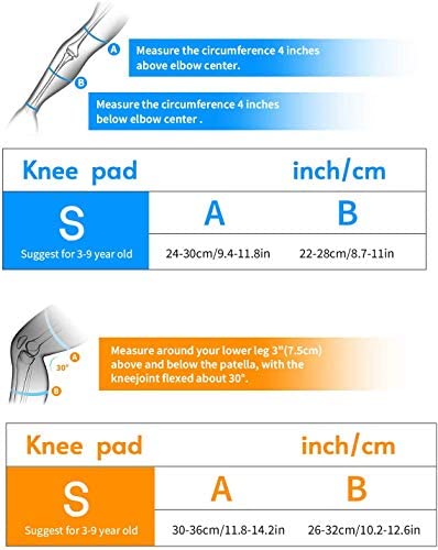 Rundong Kids/Youth Knee Pad Elbow Wrist Pads Guards Protective Gear Set, For Roller Skates,Cycling Bike,Skateboard,Inline Skatin