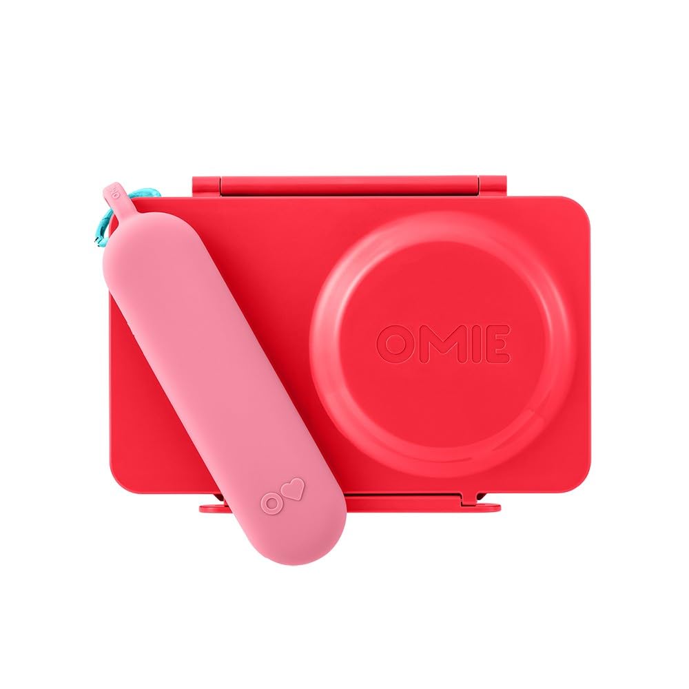 Omie OmieBox Travel Utensil Set | Fork and Spoon with Case for Easy Travel | Stainless Steel Fork and Spoon | Pink