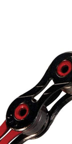 Kmc 10-Speed Dlc10 Series Chain, Red, For Road/Mountain/Gravel; Shimano, Sram, And Campagnolo Compatible, 116 Links, Missing Lin