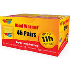 Odorless Hot Hand Warmer (45 Pairs) - Up To 11 Hours Of Heat, Super Long Lasting - Easy, All Natural - Air Activated, For Body& 