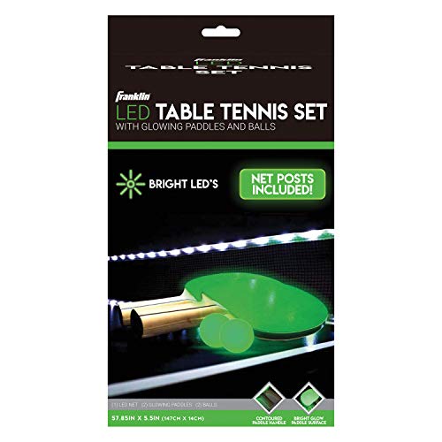 Franklin Sports Led Table Tennis Net And Glowing Paddles And Balls Oval, Black, One Size