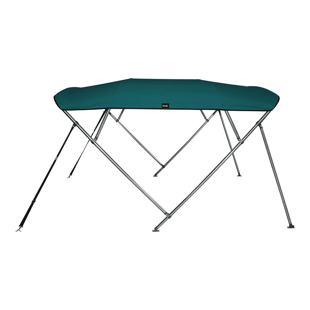 Msc 3 Bow 4 Bow Bimini Top Boat Cover With Rear Support Pole And Storage Boot (4 Bow 8'L X 54'' H X 91''-96'' W, Teal)