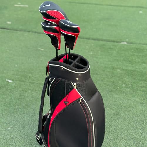 Andux Golf 460Cc Driver Fairway Wood Club Head Covers Hook & Loop Set Of 3 Red