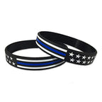 Thin Blue Line American Flag Bracelet (Standard 8'', 2 Pack)
