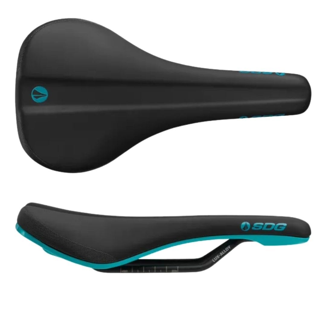 SDG Components, Bel-Air V3 Lux-Alloy, Saddle, 260 x 140mm, Unisex, 236g, Black/Turquoise
