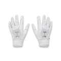 Under Armour Boys' Pee Wee F9 Football Gloves, (100) White/Distant Gray/Metallic Silver, One Size Fits Most