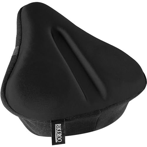 Bikeroo Bike Seat Cushion - Padded Gel Wide Adjustable Cover For Men & Womens Comfort, Compatible With Peloton, Stationary Exerc