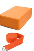 Serveuttam Yoga Blocks with Belt  EVA Foam Block with Cotton Belt | Yoga Block with Strap, Pilates & Yoga Props to Help Extend
