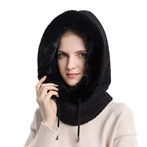 Palay Winter Cap For Women OnePiece Knitted Warm Winter Hat With Neck Warmer Hood Scarf & Mask, Fashion Snow/Wind Proof Soft Fl