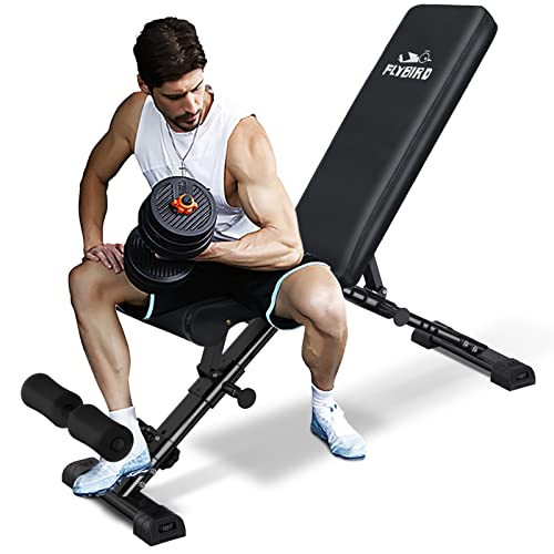 Flybird Weight Bench, Adjustable Strength Training Bench For Full Body Workout With Fast Folding-New Version