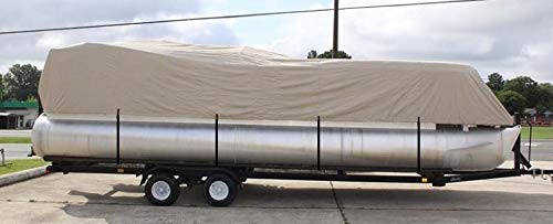 New VORTEX *TAN/Beige* 24' Ultra 3 Pontoon/Deck Boat Cover, HAS Elastic and Straps FITS 22'1 to 23' to 24' FT Long, UP to 102 Be