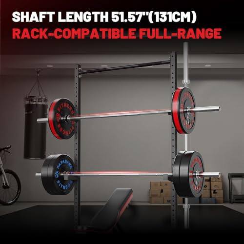 Papababe Olympic Bar 7-Foot Solid Chrome Barbell Weights Lifting Power Lifting (2-Inch)