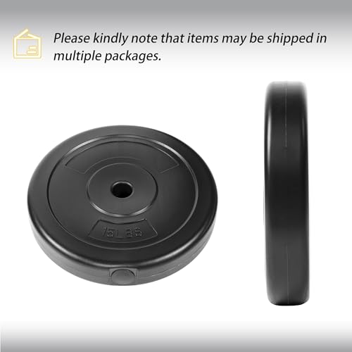 Fitvids Vinyl Standard 1-Inch Weight Plates Set with 5FT Standard Bar for Strength Training and Weightlifting, 80 LBS