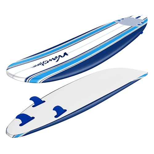 Wavestorm - Classic Soft Top Foam 7ft Surfboard Surfboard for Beginners and All Surfing Levels Complete Set Includes Leash and M