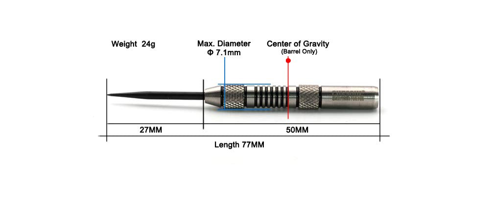 Cuesoul Tungsten Steel Tip Darts 90% Tungsten - Precise Barrels 24 Grams
