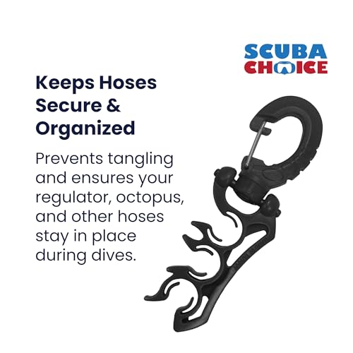 Scuba Choice Scuba Diving Dive Triple Hose Holder With Clip, Black