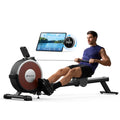 Rowing Machine, Merach Bluetooth Magnetic Rower Machine With Dual Slide Rail, 16 Levels Of Electromagnetic Resistance, Max 350Lb