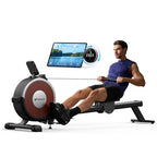 Rowing Machine, Merach Bluetooth Magnetic Rower Machine With Dual Slide Rail, 16 Levels Of Electromagnetic Resistance, Max 350Lb