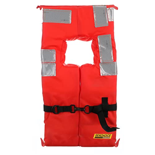 Seachoice Type I Commercial Offshore Vest, Fluorescent Orange, Reflective Panels, Youth, Up To 90 Lbs.