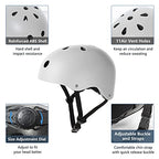 Tourdarson Skateboard Helmet Impact Resistance Ventilation Multi-Sport For Youth & Adults (White,Large)