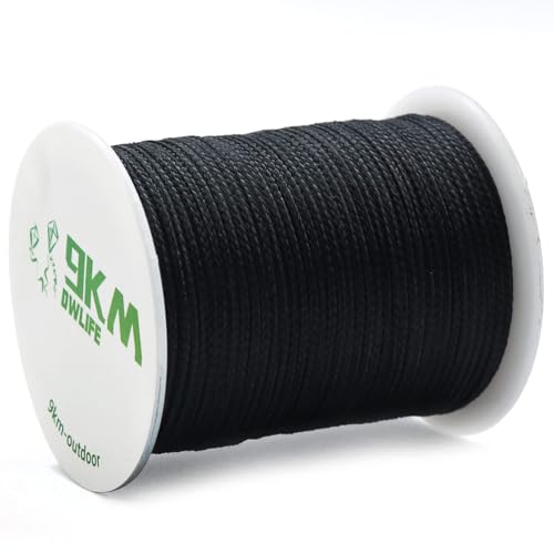 9Km Dwlife Black Kevlar Cord, High Tensile Strength, Flame Resistant, Braided Fishing Line, Wind Chime String, Kite Line, Campin