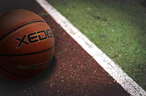 Xedge Basketball Size 5/6/7 Composite Leather Street Basketball Indoor Outdoor Game Ball With Needle,Pump And Carry Bag (Red, Si