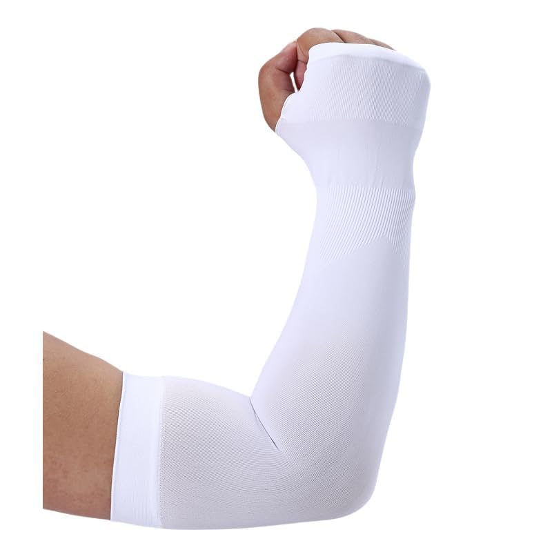 Kuhnmarvin Women Compression Arm Sleeves For Men To Cover Arms Tattoo Cover-Up Volleyball Sleeve Softball Pickleball (2Pairs Whi
