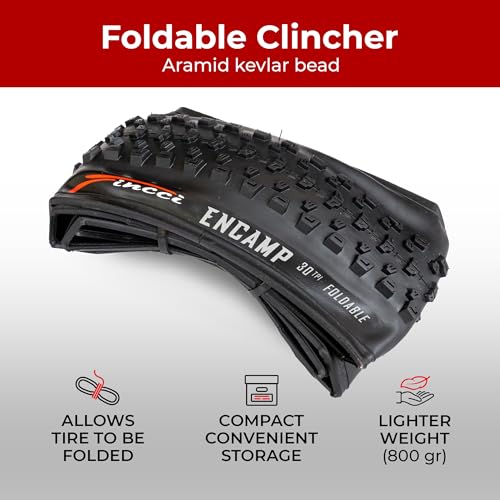 Fincci Encamp Pair Of Foldable 26 X 2.25 Mountain Bike Tire 57-559 For Road Mtb Offroad Bicycle - 26X2.25 Inch Bike Tires 2 Pack