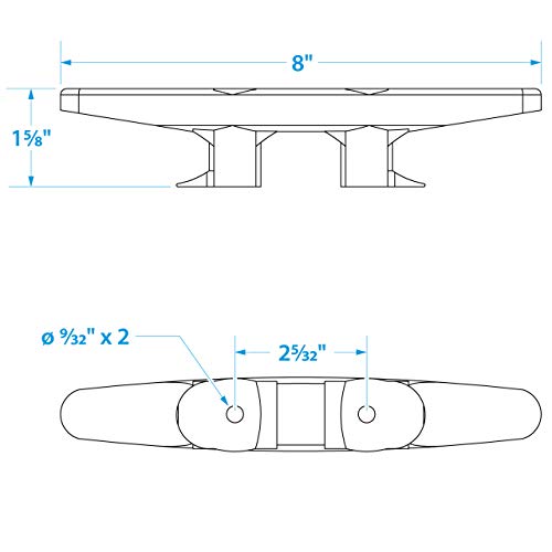Seachoice Plastic Open Base 8 In. Boat Dock And Anchor Line Cleat, Black Finish