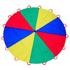 Amyese 10Ft Rainbow Parachute With 16 Handles For Kids Outdoor Party Games, Team Building Play Parachute Group Cooperative Team 