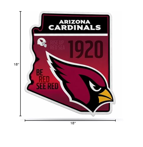 Rico Industries Nfl Football Arizona Cardinals State Shape Shape Cut Pennant - Home And Living Room D  Cor - Soft Felt Ez To Han