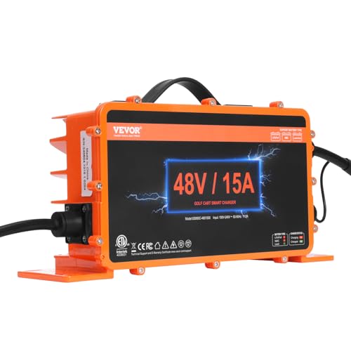 Vevor 48 Volt Golf Cart Battery Charger, 15 Amp, Smart Battery Charger With Rxv Plug, Compatible With Lead-Acid Agm/Gel/Efb Mf F
