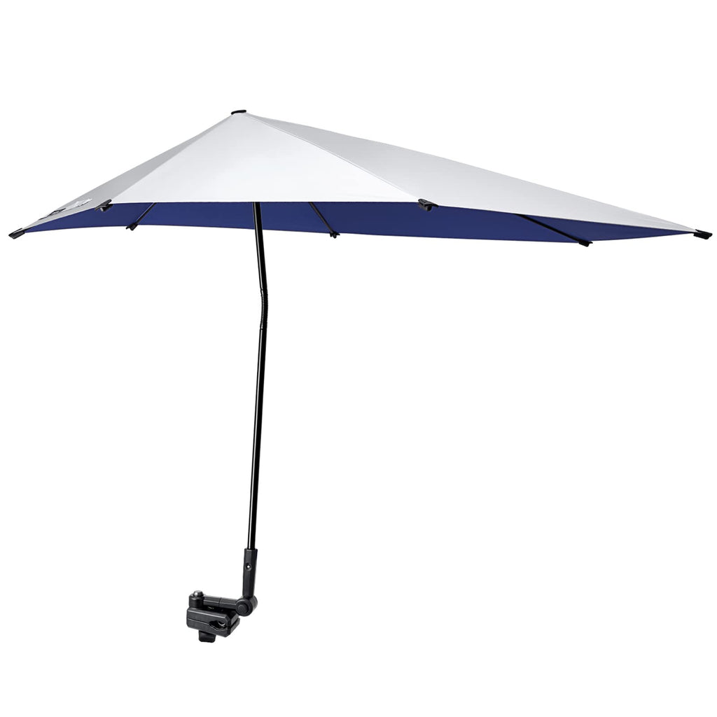 G4Free Upf 50+ Adjustable Beach Umbrella Xl With Universal Clamp For Chair, Golf Bags, Stroller, Wheelchair, Bleacher, Patio(Bla