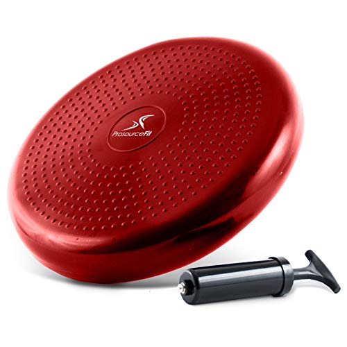 Prosourcefit Core Balance Disc Trainer, 14 Diameter With Pump For Improving Posture, Fitness, Stability, Red