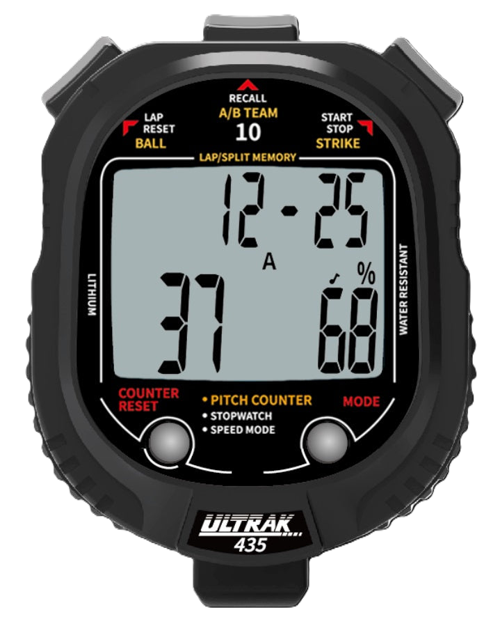 ULTRAK 435 Pitch Counter With Strike Percentage & Pitch Speed Monitor - 10 Memory Stopwatch