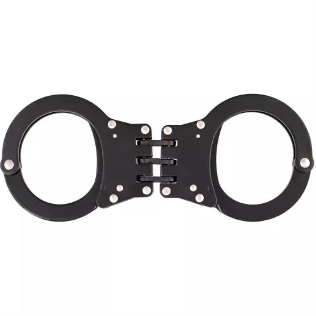 Detective Double-Lock Handcuffs With 3 Hinges - Black