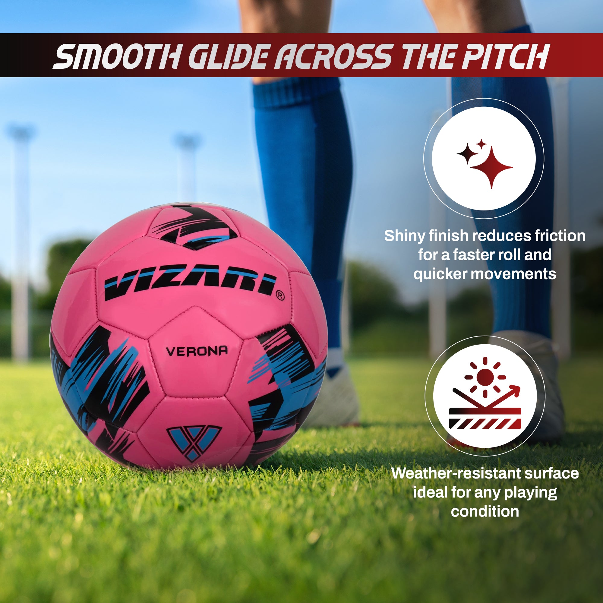 Verona Soccer Ball-Pink/Black/Sky - Vizari Sports