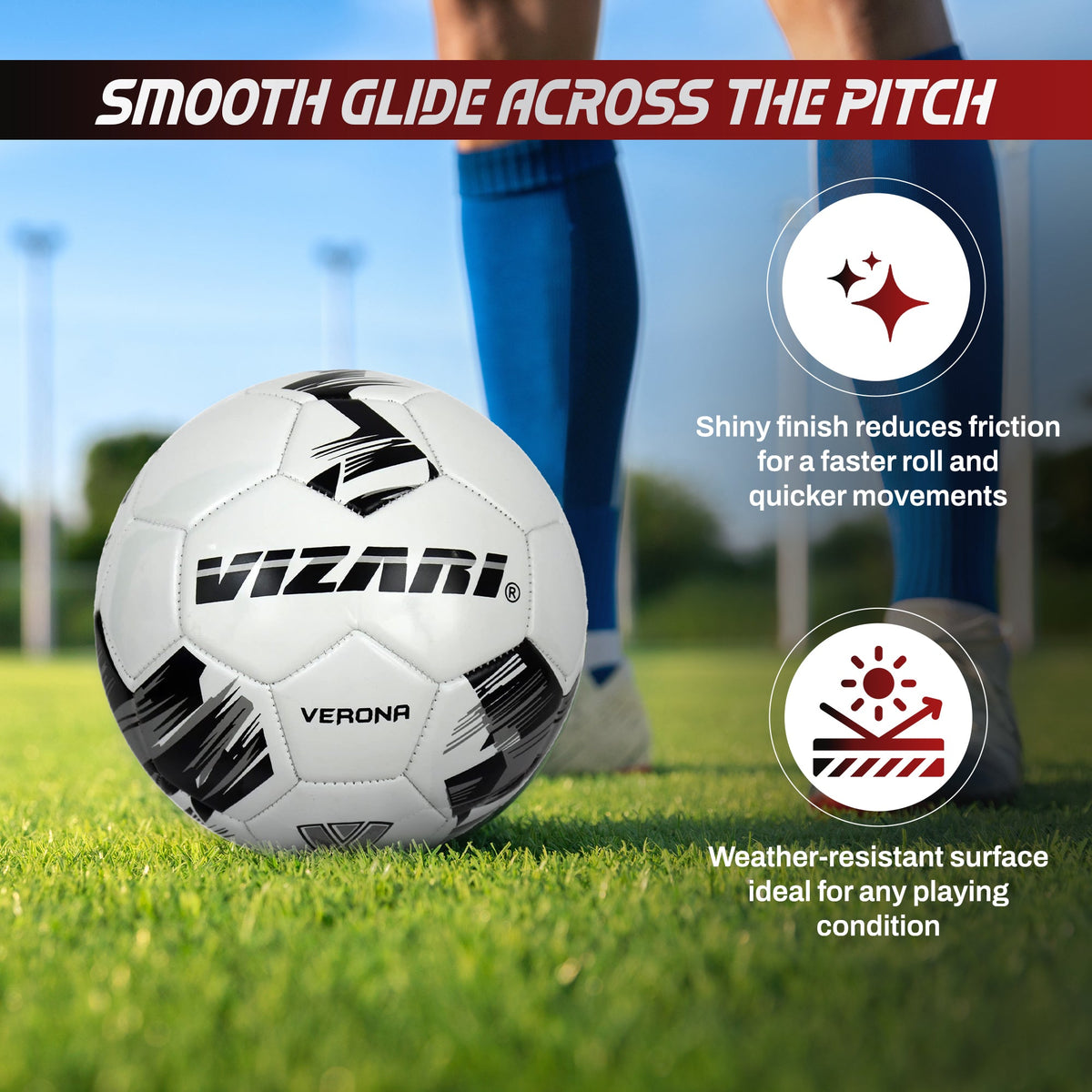 Vizari Verona Soccer Ball – White/Silver/Black