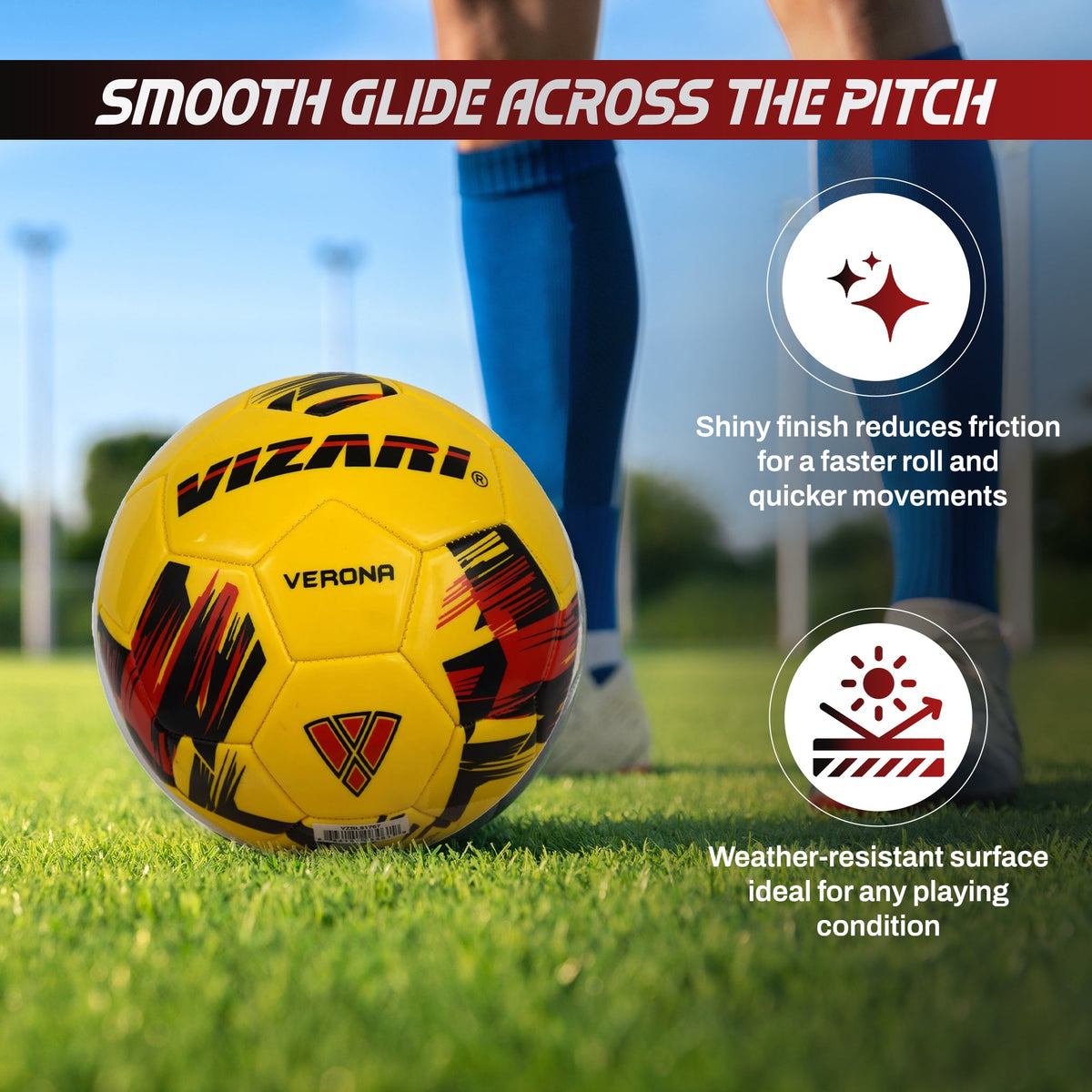 Vizari Verona Soccer Ball – Yellow/Black/Red